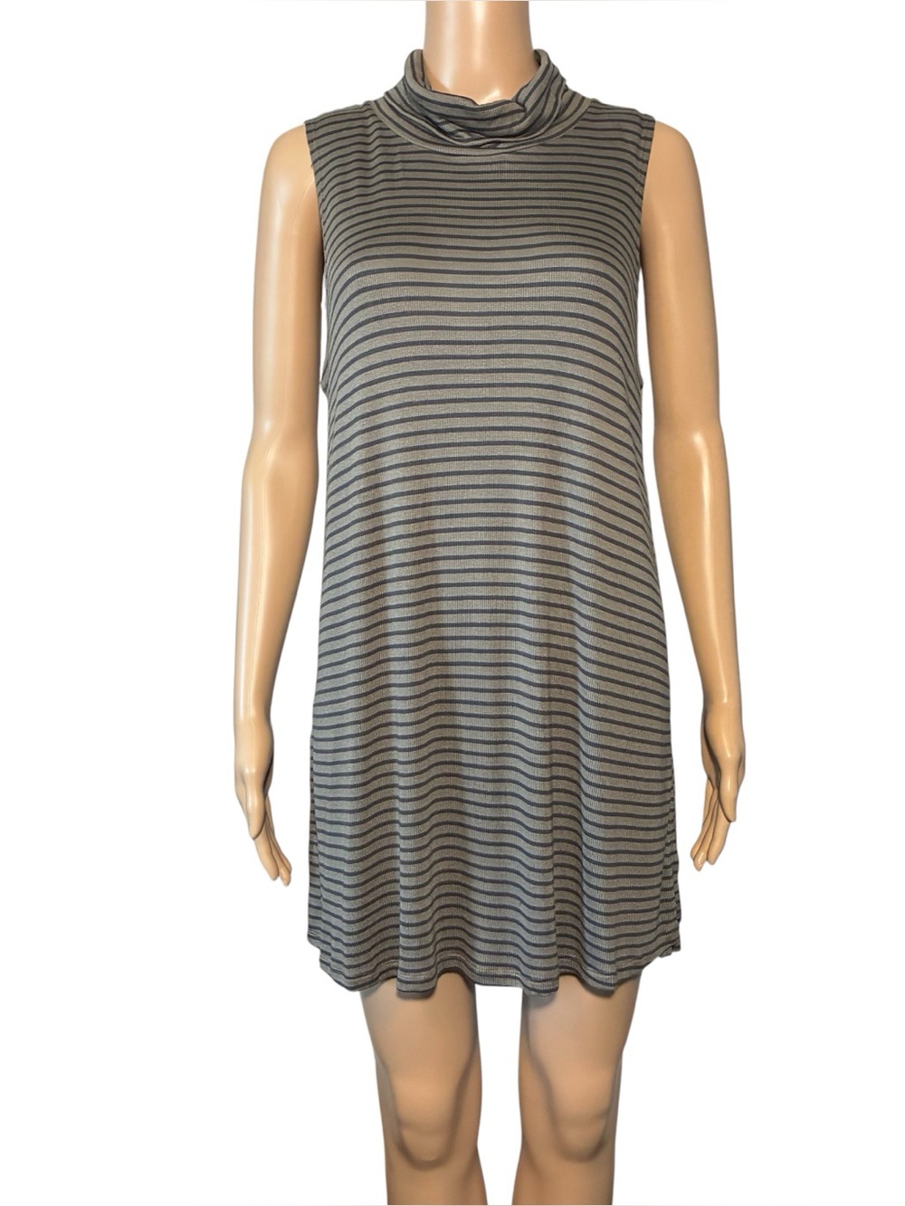 NWT Cupio Women's Blouse Size XL Striped Pullover Turtleneck Sleeveless Tunic